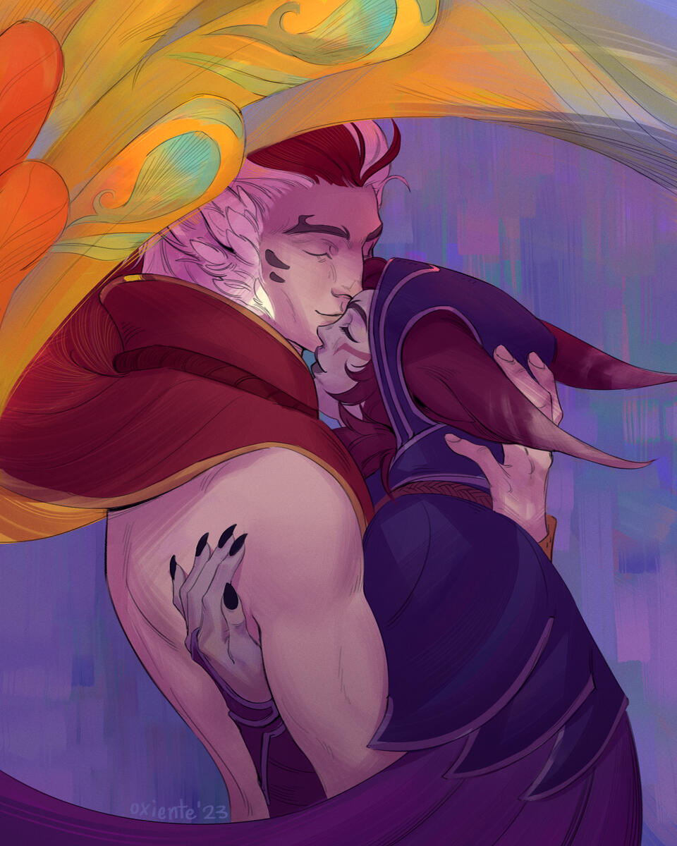 'xayah & rakan fanart'