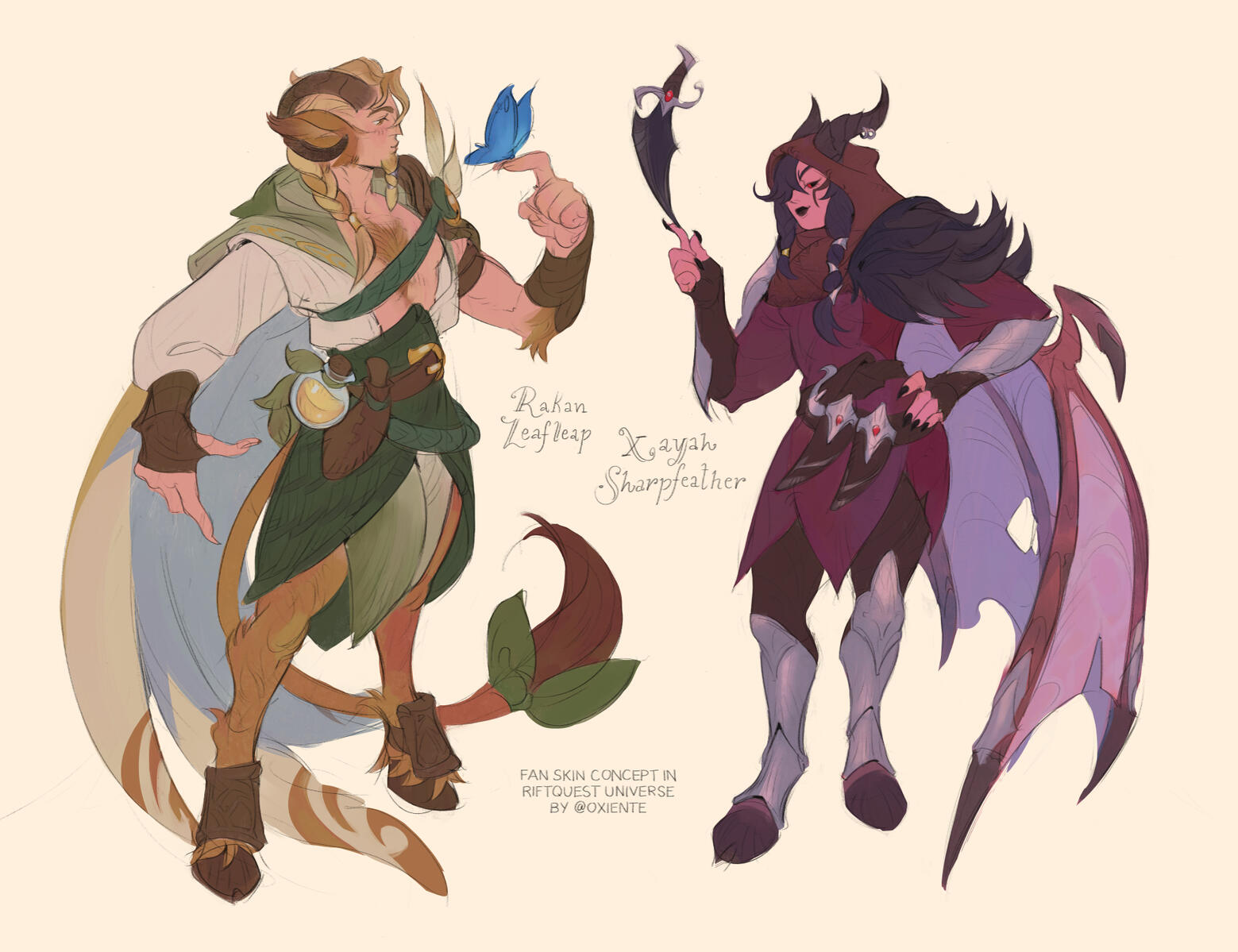 'xayah & rakan fan skin concept' 'xayah & rakan fan skin concept'